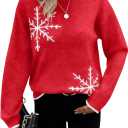 ZAFUL Women's Christmas Sweater Ugly Christmas Pullover Sweater Knit Long Sleeves Novelty Pullover for Party (Medium)
