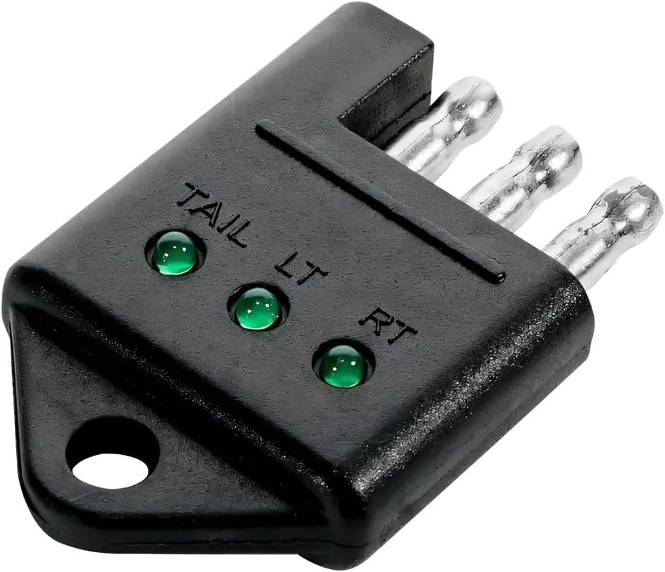 4 Pin Trailer Plug Tester Connector, 4-Way Straight Trailer Light Wiring Tester with LED Indicators, Universal Car Accessories for Brake, Turn & Tail Lights Trouble Shooter (1PC)