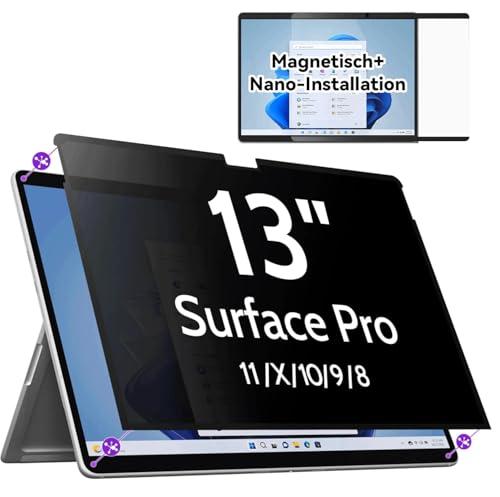 IPROKKO Magnetic Privacy Screen for Microsoft Surface Pro 11/10/9/8/X, Surface Pro Privacy Filter 13 Inch, Anti-Glare Blue Light Laptop Computer Monitor Screen Protector