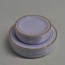 Gold Plastic Plates, MCIRCO 100 Pieces Disposable Party Plates for Weddings, Premium Gold Rim Plates, Include 50 10.25 Inch Dinner Plates and 50 7.5 Inch Dessert Appetizer Plates