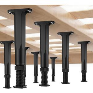 8 PCS Adjustable Height Bed Support Legs 8.27-14.96 Inch Heavy Duty Furniture Replacement Legs with Screws for Bed Frame Slats Sofa Table Cabinet Dresser Chair