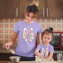 4 x Mommy and Me Easter Outfits Mama and Me Bunny Matching Shirts Coquette Bow Bunny Ears Tee Matching Family Easter Outfits