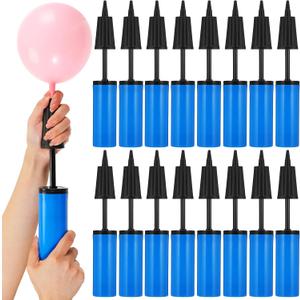 Honoson 16 Pcs 9 Inch Portable Hand Balloon Pump Hand Air Pump for Balloons, 2 Way Dual Action Manual Balloon Inflator for Birthday Party Decoration Exercise Ball Yoga Balls Pool Floats, Blue