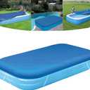 Inflatable Pool Cover for 120in x 72in Rectangle Swimming Pool, Rectangular Pool Covers, Built-in Elastic Dustproof Rainproof Foldable Above Ground Pool Cover (Blue, 120in x 72in)