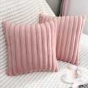 2 Pack 18x18 Pillow Cover Velvet Pillow Covers, Faux Fur Square Throw Pillow Covers for Living Room Decorations Throw Pillow Case, Throw Pillow Cover Cushion Cover for Home Sofa Bedroom Car, Pink