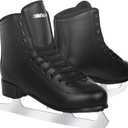 WELLWON Figure Ice Skates for Women Girls and Boys, Lace-Up Adult Figure Skate Ice Hockey Skates for Outdoor and Skating Rink, Figure Ice Skate Shoes Size Youth 2Y, Black