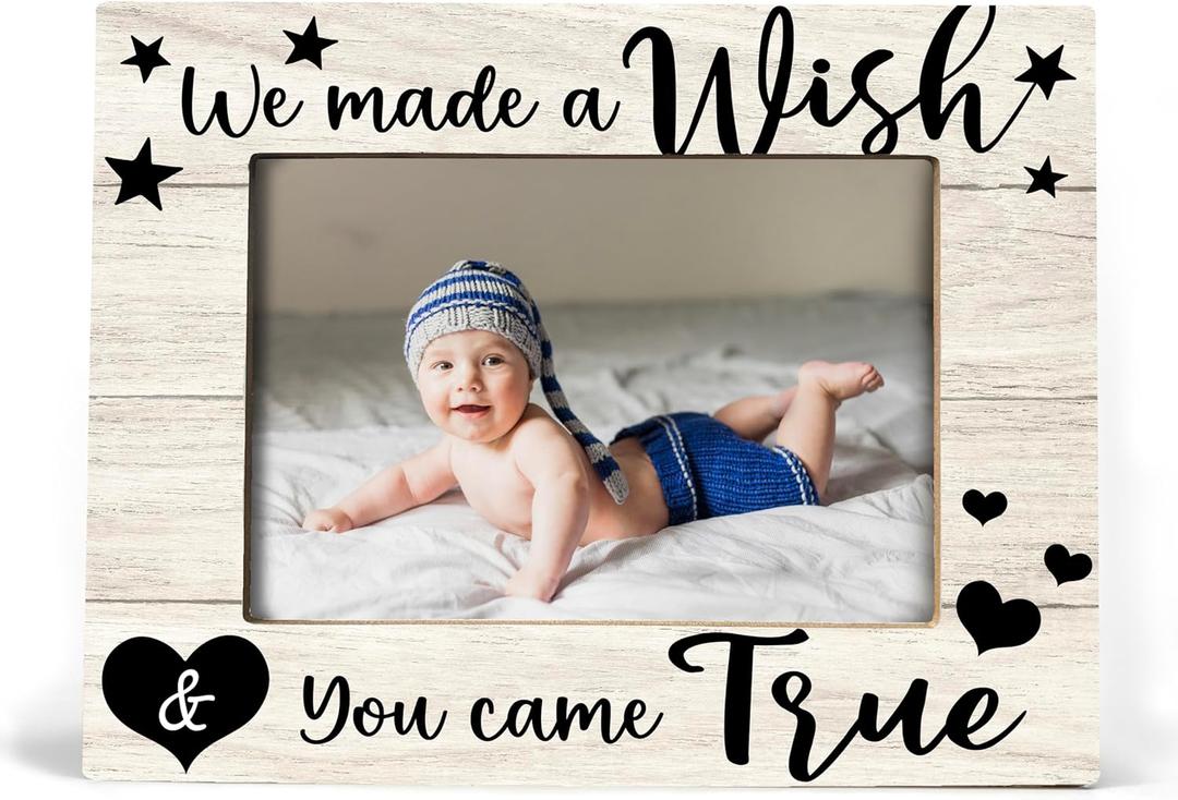 Baby Picture frame, Baby Photo Frame, Baby Girl Nursery Decor, Grandma Picture Frame, New Mom Gifts, We Made a Wish & You Came True, Photo Frame 8x10