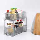 2 Tier Sliding Basket Stackable Cabinet Pull-Out Drawer Mesh Organizer for Kitchen Under Sink Storage (Silver)