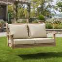 Summsun Patio Chair Cushions Set of 2, Faux Linen Outdoor Furniture Cushions, Water Resistant Backrest and Seat Cushion Set with Ties, Removable Cover, Non-Slip Bottom, 19 x 19 Inch, Beige