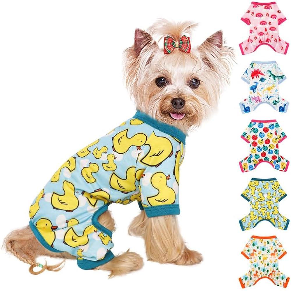 Dosuyi Dog Pajamas for Small Dogs, Soft Thin Pjs Jammies Cat Doggie, Summer Spring Pet Cute Puppy Clothes Outfits Doggy Boy Girl (Medium)