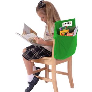 Seat Sack Large Chair Storage Pocket - 17 Inches, Green - Perfect Organizer for Classroom Chairs, Durable and Spacious Chair Pocket for Classroom Storage and Organization