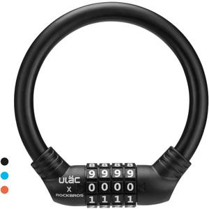 ROCKBROS Bike Lock Cable Lightweight Bike Locks with Combinations Small Bike Cable Lock Anti-Theft Bike Wheel Lock 12MM Black