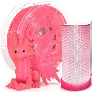 IEMAI Transparent PLA Filament 1.75mm, Clear Glitter Rose Red, Sparkling 3D Printer Filament Up to 600mm/s Printing, 1kg Spool for Artistic Creations & Home Decor