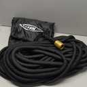 TITAN Flexible Garden Hose 50FT  Ultra Lightweight, Heavy Duty Water Hose with Brass Fittings & Jet Nozzle  Kink-Free, Non-Expanding, Durable Fabric Hose for Yard, Lawn, Car Wash, Outdoor Use (Black)