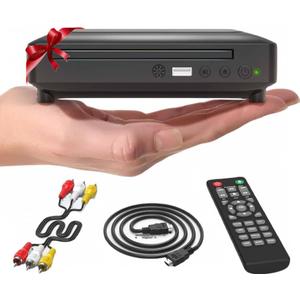 Ceihoit Mini HD DVD Player, CD Players for Home, DVD Players for TV, HDMI and RCA Cable Included, Up-Convert to HD 1080p, All Region, Breakpoint Memory, Built-in PAL/ NTSC, USB 2.0