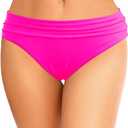 Zmart Women Full Coverage Ruched Bikini Bottoms Tummy Control Swim Bottoms Scrunch Ruffle Bathing Suit Bottom (Medium, Pink)