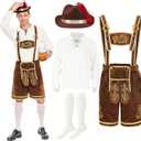 Spooktacular Creations Mens German Bavarian Oktoberfest Costume Set, Beer Costume Hat for Adults Halloween and Beer Festival (Large, Brown)