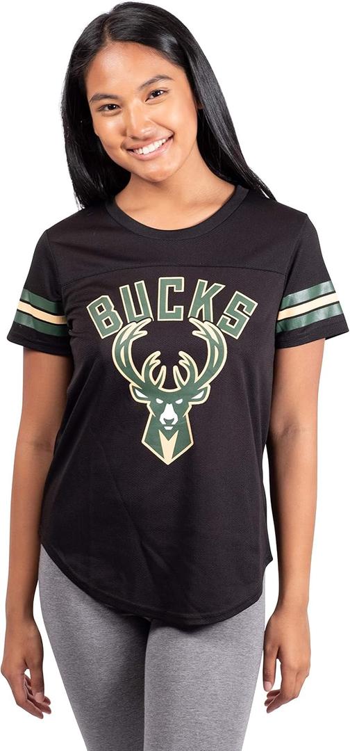 Ultra Game Women's NBA Official Super Soft Mesh Jersey T-Shirt (Black, L)