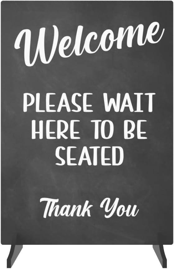 Welcome Sign Stand - Freestanding or Adhesive, Blackboard Effect Acrylic Stand for Cafes, Restaurants or Pubs
