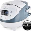 Yum Asia Panda Mini Rice Cooker With Ninja Ceramic Bowl and Advanced Fuzzy Logic (3.5 cup, 0.63 litre) 4 Rice Cooking Functions, 4 Multicooker functions, Digital LED display - 120V (White and Grey)