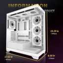 ATX PC Case 7 PWM ARGB Fans Pre-Installed, Mid Tower Computer Case with Full-View Dual Tempered Glass, Type-C Gaming PC Case,White,C9