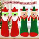 U-Goforst Funny Christmas Socks Magnetic Hand Holding Socks Novelty Crazy Socks White Elephant Gifts for Women Men Couples (One Size, Santa Elf-red_green)