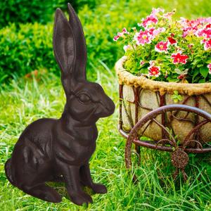 Cast Iron Rabbit Garden Statue Large Vintage Sitting Bunny Garden Figurines Patio Yard Lawn Doorstop Ornament Home Office Decor Animal Lover Gift