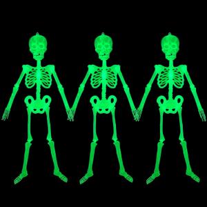 3 Pack Halloween Luminous Skeleton Decorations 5ft Full Body Glow-in-The-Dark Skeleton Rotatable Skeleton Hanging Decors for Halloween Party Haunted House Outdoor Decor (3 Pack 5ft Skeleton)