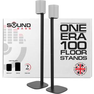 Sound Bass One / ERA100 Floor Stand Twin Pack (2pcs), Black | Compatible with Sonos One, Gen 2, Play:1, SL | Future-Proof Design Also Compatible with ERA 100, Designed by Sound Bass UK. Double, Pair