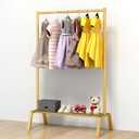 Kids Dress Up Storage, Metal Kids Clothing Rack, Kids Costume Rack with Storage Shelf, Toddler Clothing Rack Organizer, Gold