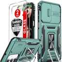 LeYi for Samsung A17/16-5G Phone Case: A17 5G Screen Protector [2 Packs] with Galaxy A16 Case, Magnetic Kickstand, Heavy Duty Shockproof for Celular Android Phone Case A 16/A17 5G, Alpine Green (6.7'')