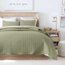 HORIMOTE HOME Quilt Set Queen Size, Olive Green Bedspread with Clouds Pattern, Soft Coverlet Set Lightweight Microfiber Quilted Bedspread for All Season, Includes 1 Quilt and 2 Pillow Shams (Full/Queen(90" x 96"))