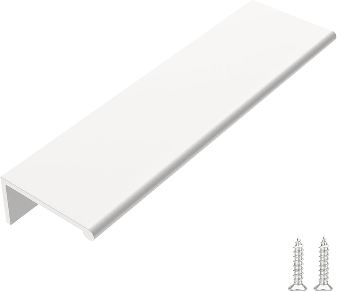 goldenwarm 10 Pack White Finger Edge Pulls Drawer Finger Pulls Kitchen Hardware Handles Bedroom Dresser Drawers, 5in Hole Centers