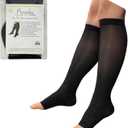 Presadee Ultra Thin 8-15 mmHg Mild Sheer Compression Leg Calf Open Toe Socks (2X-Large, Black)