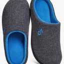 VeraCosy Men's Two-Tone Memory Foam House Slippers Indoor Outdoor Durable Rubber Sole Size 13-14