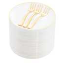 Festiva 200Pcs Gold Dessert Plates 6.3" with Forks 5"- Small Disposable Dessert/Cake/Appetizer Plates Plates- serve 100 guests include 100Plates 100Forks for Wedding Party & Easter & Birthday
