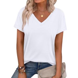 WEESO Tshirts Shirts for Women Summer T Shirts Shorts Sleeve Tops White, M