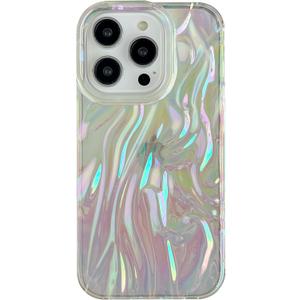 Caseative for iPhone 14 Pro Case,Pleated Water Ripple Chrome Wave Pattern Soft Phone Case (Clear)