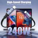 240W USB C to USB C Cable Coiled, Braided Type C Charger for Car 240W Fast Charging Cord Compatible with iPhone 17 16 15, iPad, Samsung Galaxy, Google Pixel, Moto, LG, TCL Phones