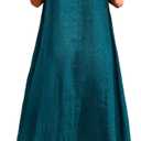 Rainday Women's Linen Dress Sleeveness Loose Dresses Casual Maxi Dress with Pockets, 4XL (Blue)