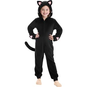 Joycover Cat Costume For Girls, Black Cat Costume For Girls Kids Dress Up, Onesie Cat Noir, Role Play Halloween Costumes (M(7-8Y))