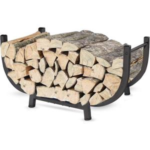 Firewood Rack Outdoor Indoor, 30 inch Metal Wood Rack Heavy Duty Firewood Holder, Sturdy Fireplace Log Holder Fire Wood Storage Racks