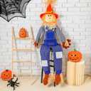 Seenelling 61'' Large Sitting Scarecrow Fall Harvest Halloween Decoration Life Size Halloween Scarecrow Sitter for Indoor Outdoor Halloween Porch Garden Home Yard Decor