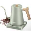 Fabuletta Gooseneck Electric Water Kettle, 3 Minutes Quick Heating, 1200W Pour Over Kettle for Coffee & Tea, Precise Water Flow Control Hot Water Boiler, 100% Stainless Steel Kettle Water Boiler, 1L (FKT003 Sage Green)