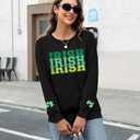 St Patricks Day Sweatshirt Women Shamrock Sweater Notre Dame Shirts Clover Top Irish Gift Long Sleeve Pullover (Black, L)