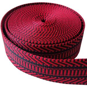 Nylon Webbing 1.5 inch Striped Webbing Polyester Webbing Heavy Duty Ribbon for Crafts Bag Handles Camera Purse Strap DIY Pet Collars Leash Backpack Belt 5 Yards 38mm (Red)