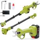GroveCraft 20V 2-in-1 Brushless Pole Pruning Shear, Battery Powered Cordless Electric Pruning, Reach to 13-ft, 1-Inch Cutting Diameter Tree Pruner(Battery Included)