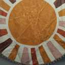 LIVEBOX Boho Nursery Rug Round 4ft Sun Rainbow Rugs for Girls Bedroom, Colorful Soft Circular Rug for Kids Room, Non-Slip Circle Cute Washable for Living Room Classroom Play Room
