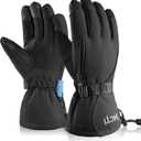 MCTi Waterproof Mens Ski Gloves Winter Warm 3M Thinsulate Snowboard Snowmobile Cold Weather Gloves (Large, Black)