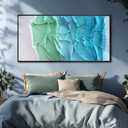 Large Framed Canvas Wall Art Abstract Wall Decor Blue and Green White Textured Art Neutral Wall Decorations for Bedroom Office Living Room 29x58 Inch